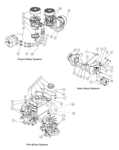 Hydro Hose And Pump Assembly Diagram and Parts List for M60-KH (53BH8CT6050-27HP-OHV)(2009 & Before) Cub Cadet Lawn Tractor